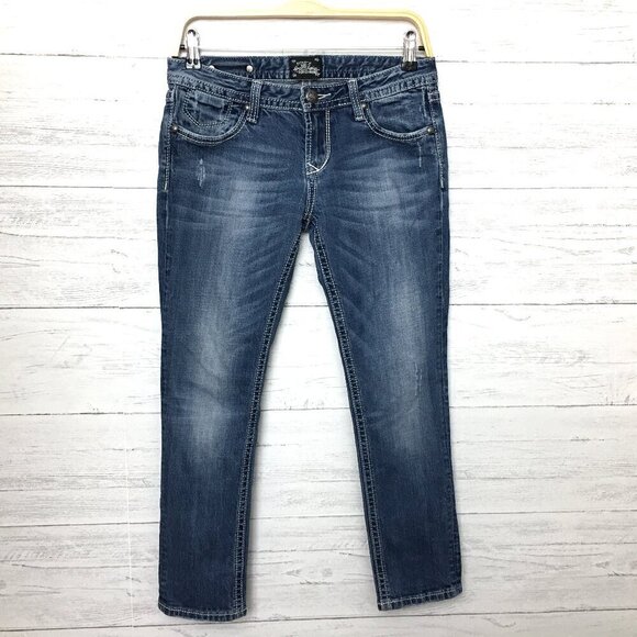 ReRock for Express Women's Jeans Straight Leg Capri Distressed size 4 length 26" - Picture 1 of 9
